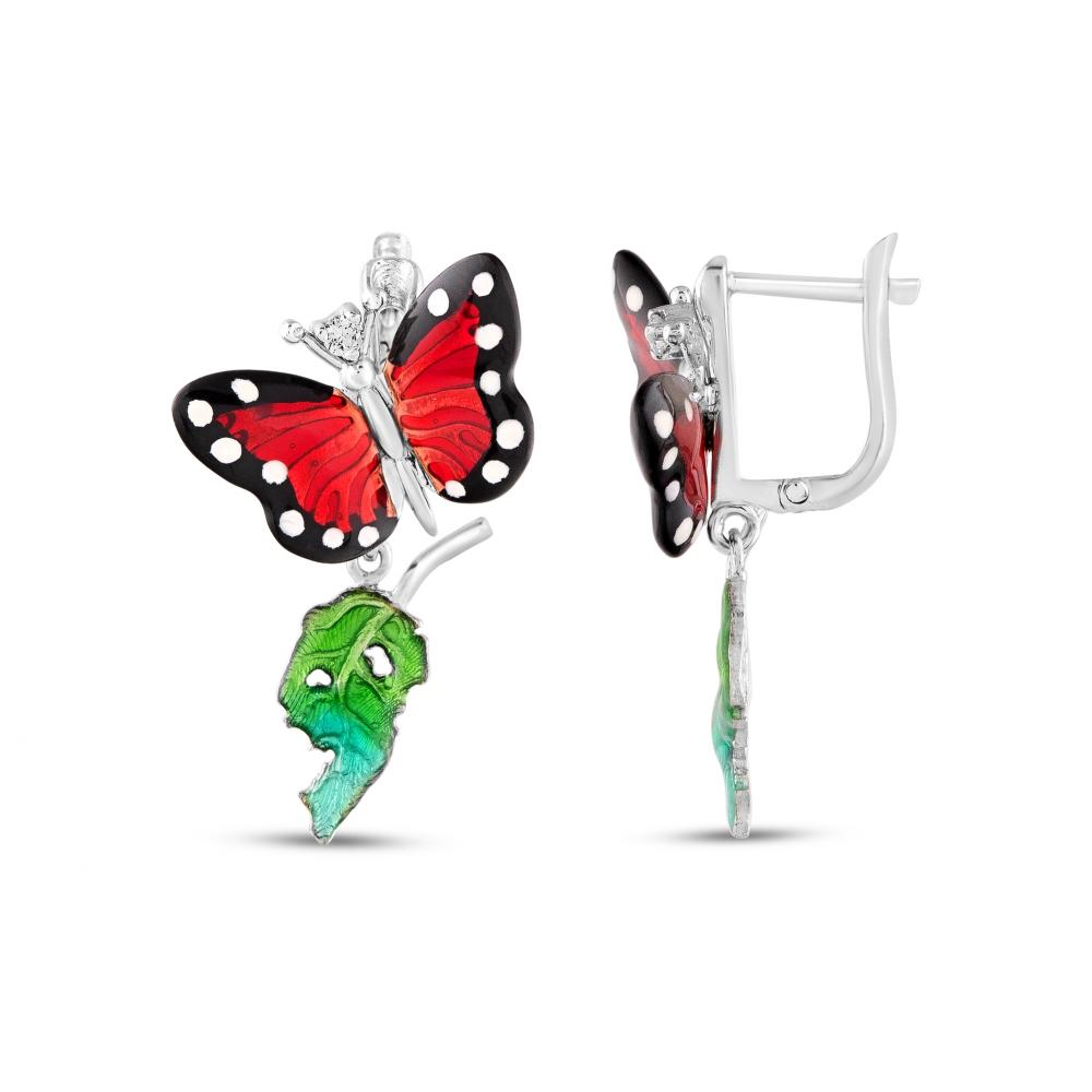 Monarch Butterfly Model-2 Gümüş Küpe