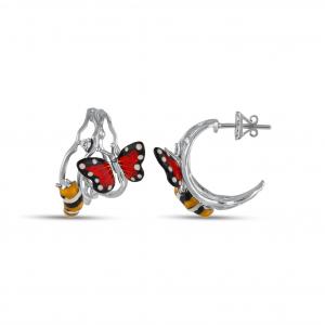 Monarch Butterfly MBHE0012-CZ Gümüş Küpe