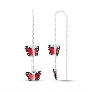 Monarch Butterfly Model-10 Gümüş Küpe