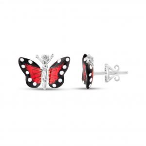 Monarch Butterfly Model-11 Gümüş Küpe