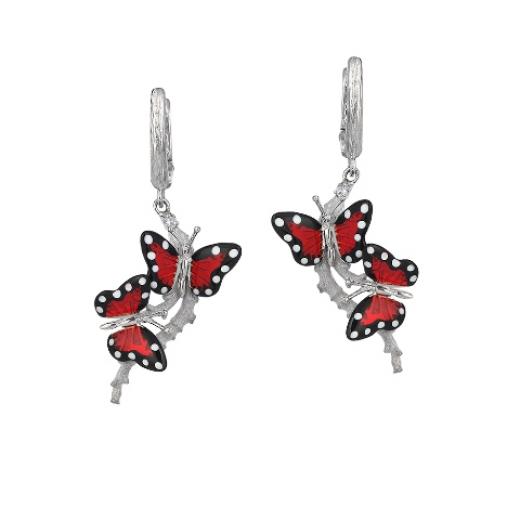 Monarch Butterfly MBHE0023-CZ Gümüş Küpe